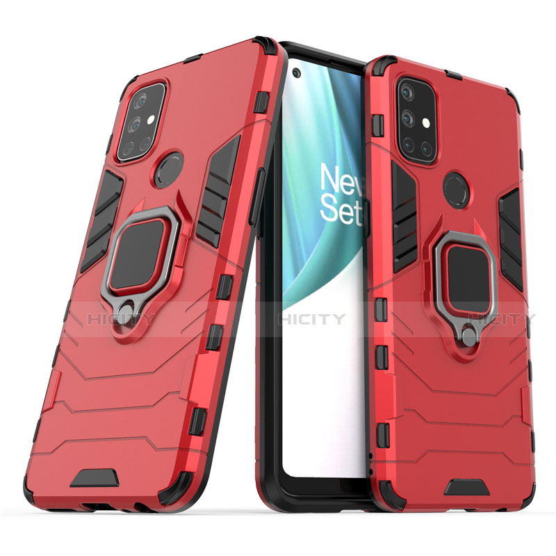 Funda Bumper Silicona y Plastico Mate Carcasa con Magnetico Anillo de dedo Soporte para OnePlus Nord N10 5G