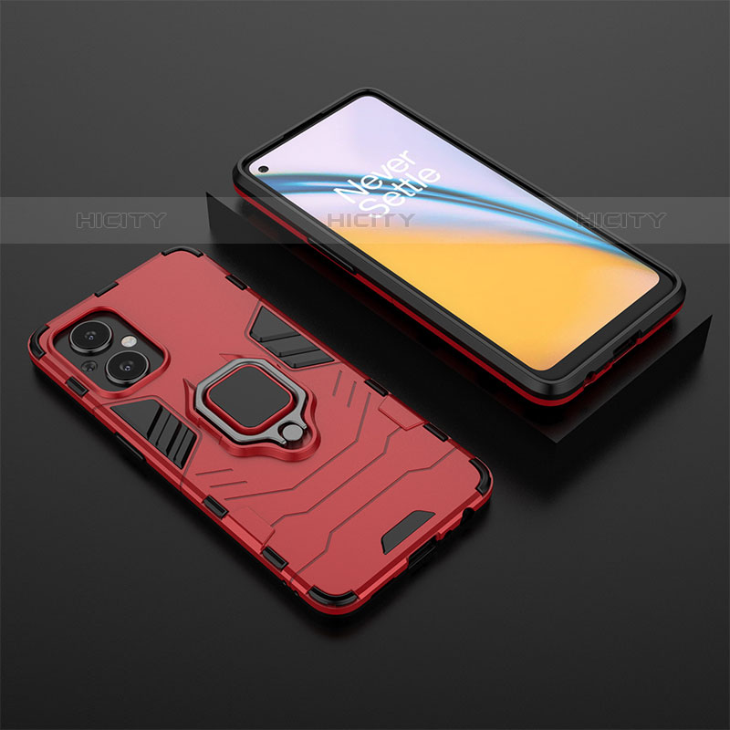 Funda Bumper Silicona y Plastico Mate Carcasa con Magnetico Anillo de dedo Soporte para OnePlus Nord N20 5G