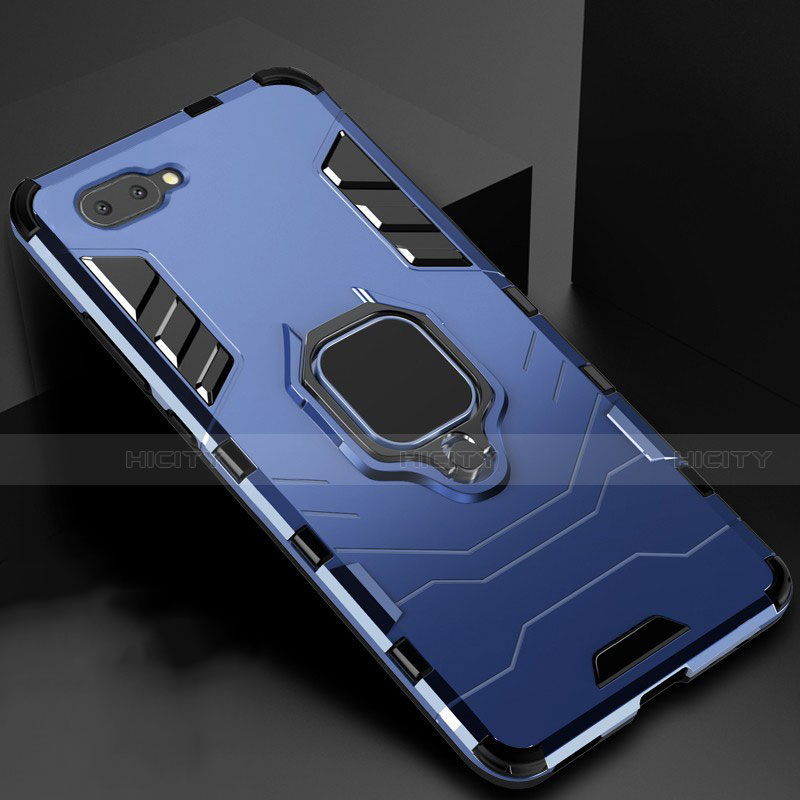 Funda Bumper Silicona y Plastico Mate Carcasa con Magnetico Anillo de dedo Soporte para Oppo A12e