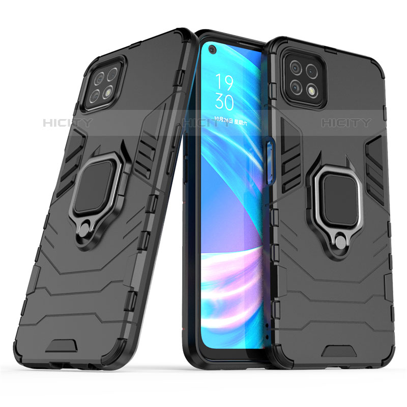 Funda Bumper Silicona y Plastico Mate Carcasa con Magnetico Anillo de dedo Soporte para Oppo A53 5G