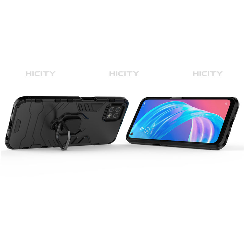 Funda Bumper Silicona y Plastico Mate Carcasa con Magnetico Anillo de dedo Soporte para Oppo A53 5G