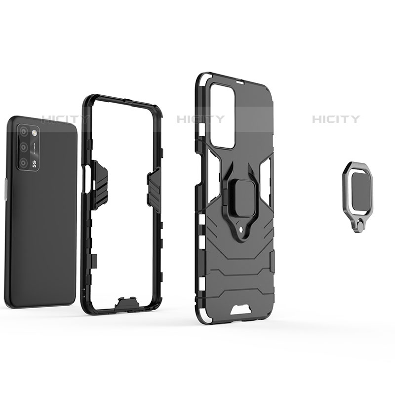 Funda Bumper Silicona y Plastico Mate Carcasa con Magnetico Anillo de dedo Soporte para Oppo A53s 5G