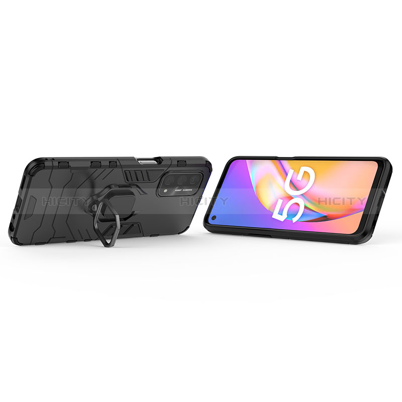 Funda Bumper Silicona y Plastico Mate Carcasa con Magnetico Anillo de dedo Soporte para Oppo A54 5G