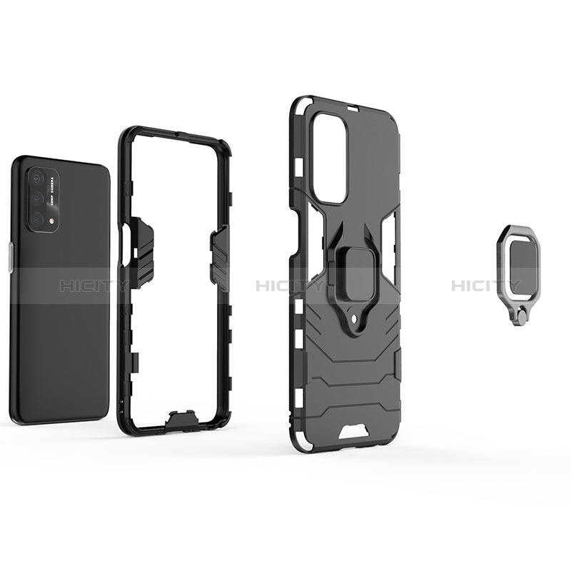 Funda Bumper Silicona y Plastico Mate Carcasa con Magnetico Anillo de dedo Soporte para Oppo A54 5G