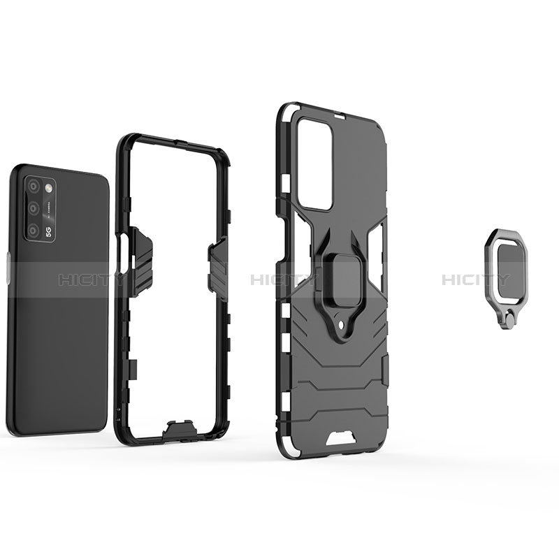 Funda Bumper Silicona y Plastico Mate Carcasa con Magnetico Anillo de dedo Soporte para Oppo A56 5G