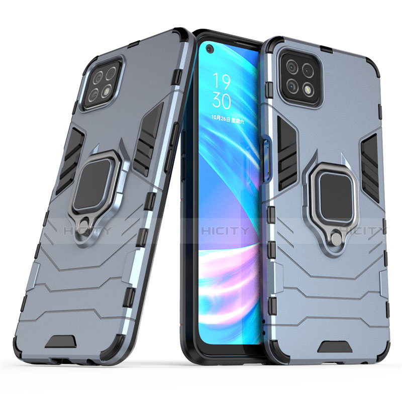 Funda Bumper Silicona y Plastico Mate Carcasa con Magnetico Anillo de dedo Soporte para Oppo A72 5G