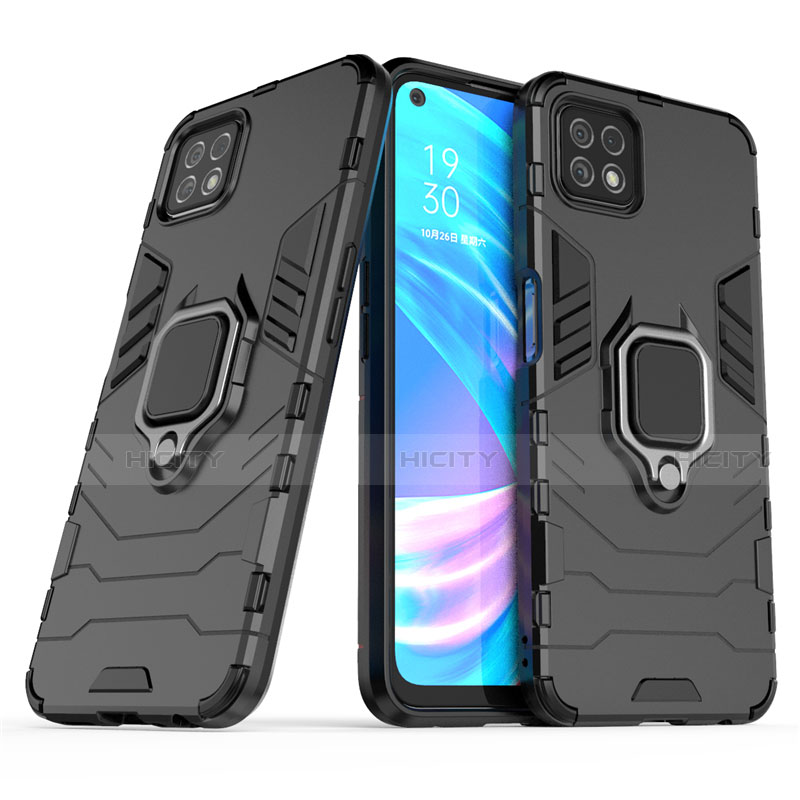 Funda Bumper Silicona y Plastico Mate Carcasa con Magnetico Anillo de dedo Soporte para Oppo A72 5G