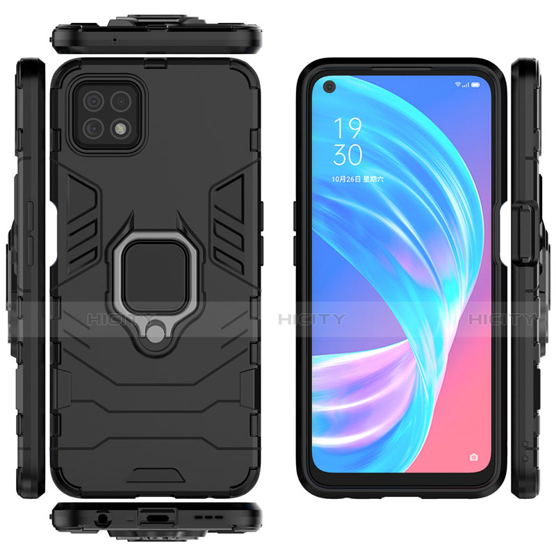 Funda Bumper Silicona y Plastico Mate Carcasa con Magnetico Anillo de dedo Soporte para Oppo A72 5G