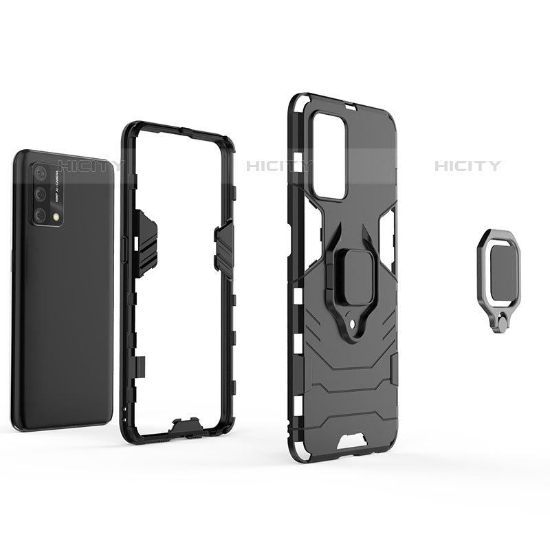 Funda Bumper Silicona y Plastico Mate Carcasa con Magnetico Anillo de dedo Soporte para Oppo A74 4G