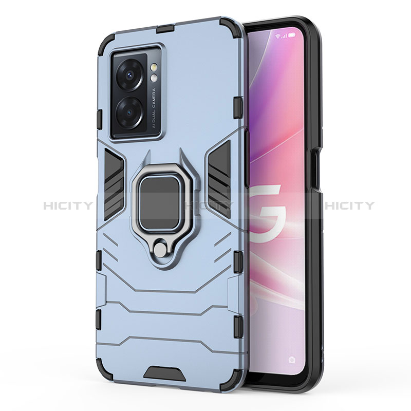 Funda Bumper Silicona y Plastico Mate Carcasa con Magnetico Anillo de dedo Soporte para Oppo A77 5G