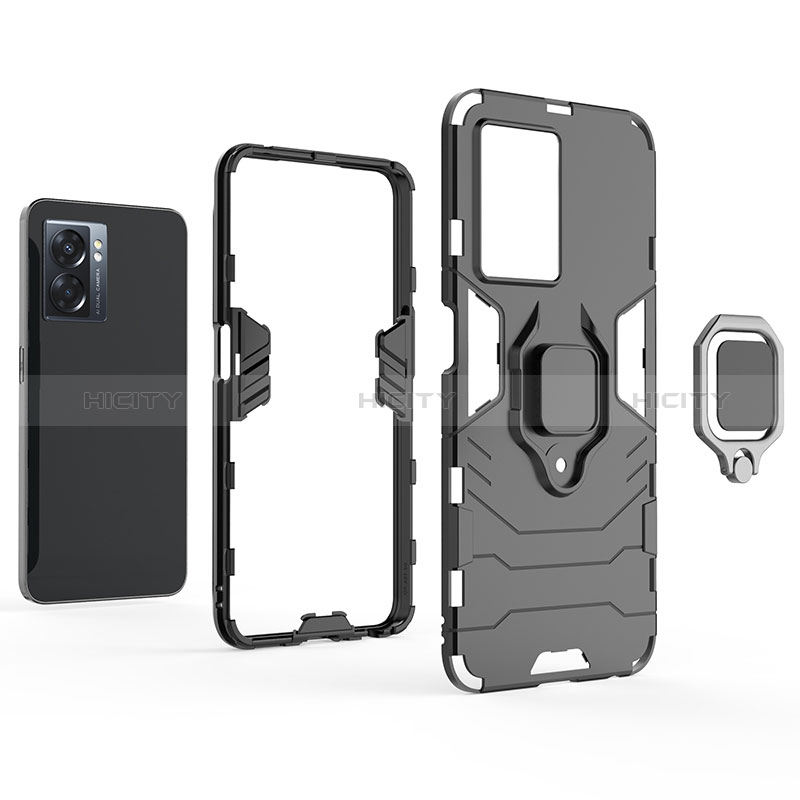 Funda Bumper Silicona y Plastico Mate Carcasa con Magnetico Anillo de dedo Soporte para Oppo A77 5G