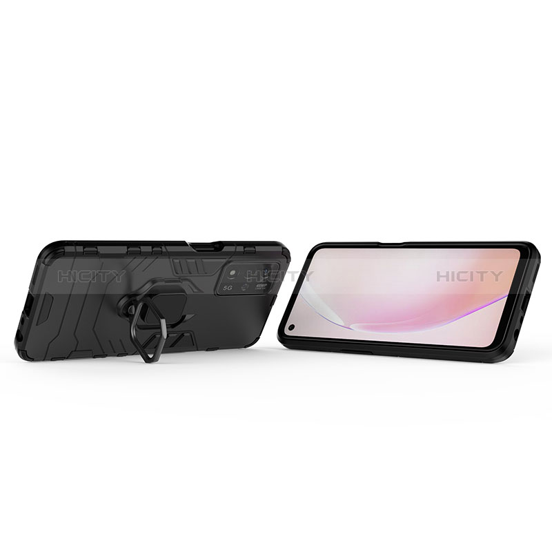 Funda Bumper Silicona y Plastico Mate Carcasa con Magnetico Anillo de dedo Soporte para Oppo A93s 5G