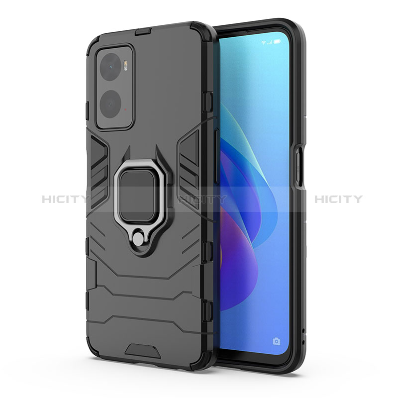 Funda Bumper Silicona y Plastico Mate Carcasa con Magnetico Anillo de dedo Soporte para Oppo A96 4G