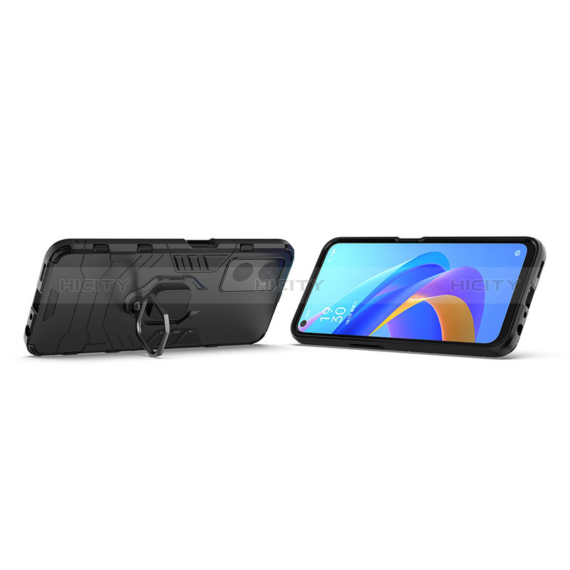 Funda Bumper Silicona y Plastico Mate Carcasa con Magnetico Anillo de dedo Soporte para Oppo A96 4G