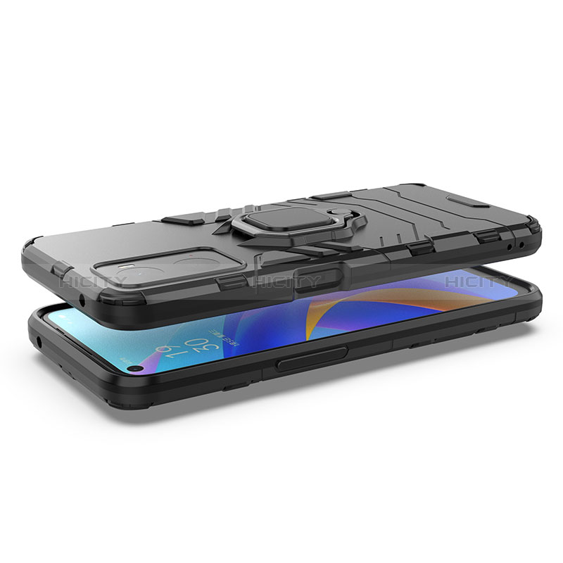 Funda Bumper Silicona y Plastico Mate Carcasa con Magnetico Anillo de dedo Soporte para Oppo A96 4G