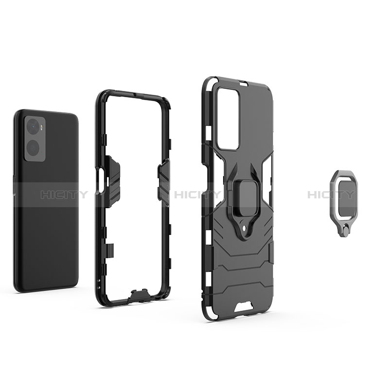 Funda Bumper Silicona y Plastico Mate Carcasa con Magnetico Anillo de dedo Soporte para Oppo A96 4G