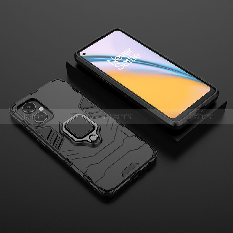 Funda Bumper Silicona y Plastico Mate Carcasa con Magnetico Anillo de dedo Soporte para Oppo A96 5G