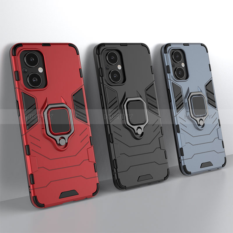 Funda Bumper Silicona y Plastico Mate Carcasa con Magnetico Anillo de dedo Soporte para Oppo A96 5G