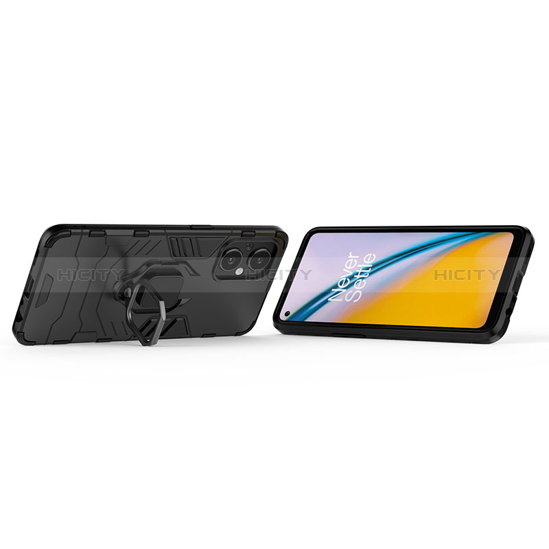 Funda Bumper Silicona y Plastico Mate Carcasa con Magnetico Anillo de dedo Soporte para Oppo A96 5G