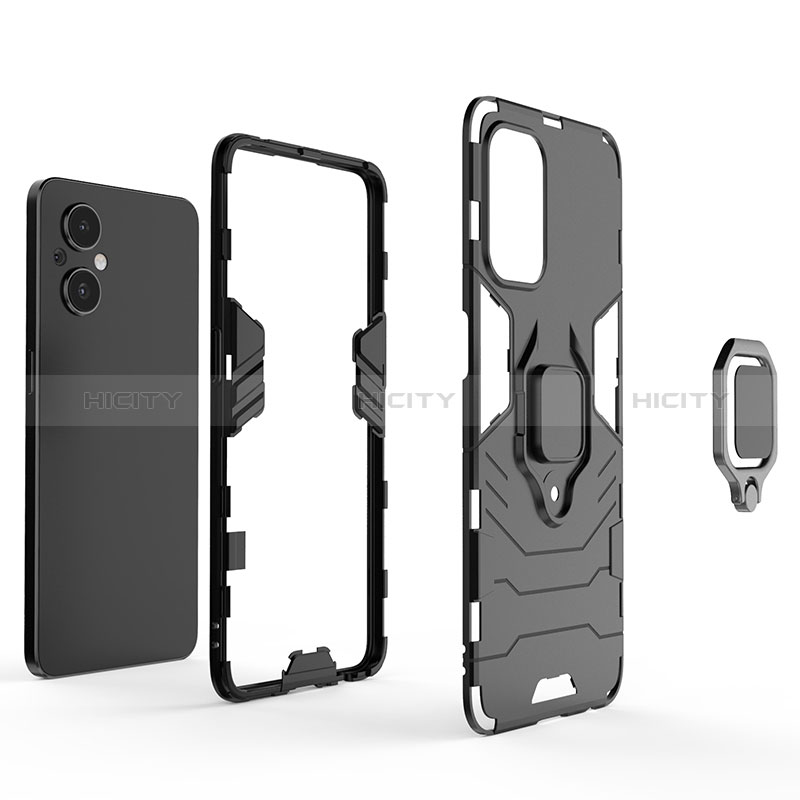 Funda Bumper Silicona y Plastico Mate Carcasa con Magnetico Anillo de dedo Soporte para Oppo A96 5G