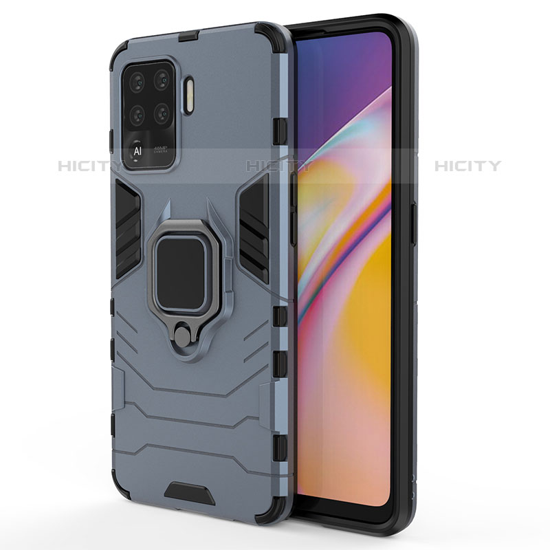 Funda Bumper Silicona y Plastico Mate Carcasa con Magnetico Anillo de dedo Soporte para Oppo F19 Pro