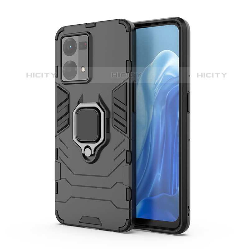 Funda Bumper Silicona y Plastico Mate Carcasa con Magnetico Anillo de dedo Soporte para Oppo F21 Pro 4G