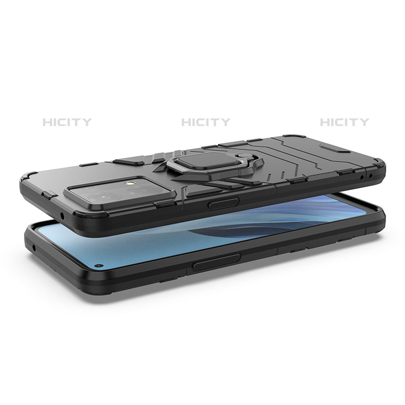 Funda Bumper Silicona y Plastico Mate Carcasa con Magnetico Anillo de dedo Soporte para Oppo F21 Pro 4G