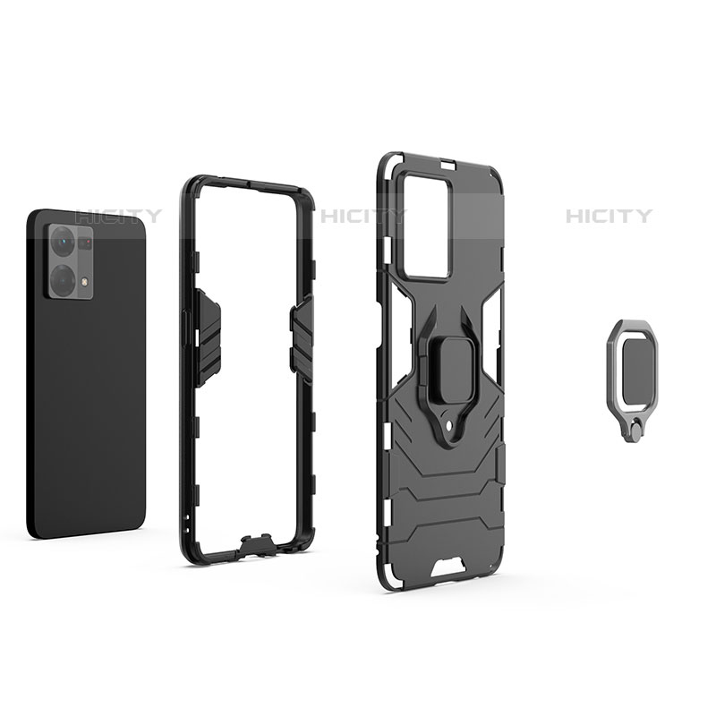 Funda Bumper Silicona y Plastico Mate Carcasa con Magnetico Anillo de dedo Soporte para Oppo F21 Pro 4G