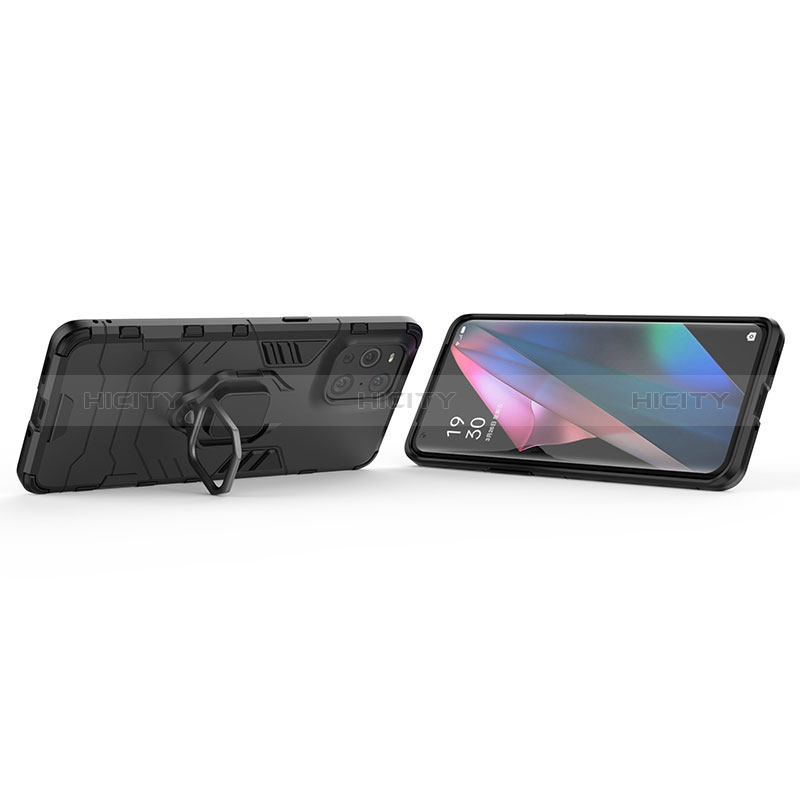 Funda Bumper Silicona y Plastico Mate Carcasa con Magnetico Anillo de dedo Soporte para Oppo Find X3 5G