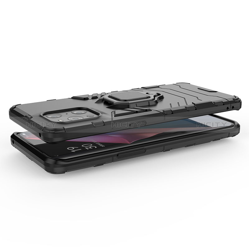 Funda Bumper Silicona y Plastico Mate Carcasa con Magnetico Anillo de dedo Soporte para Oppo Find X3 5G