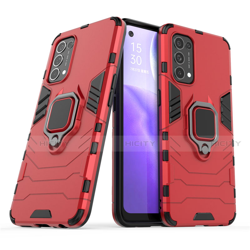 Funda Bumper Silicona y Plastico Mate Carcasa con Magnetico Anillo de dedo Soporte para Oppo Find X3 Lite 5G