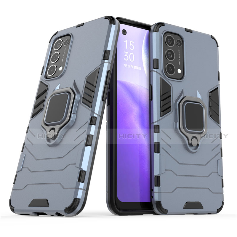 Funda Bumper Silicona y Plastico Mate Carcasa con Magnetico Anillo de dedo Soporte para Oppo Find X3 Lite 5G