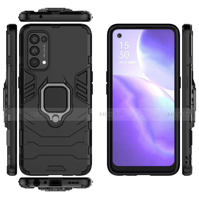 Funda Bumper Silicona y Plastico Mate Carcasa con Magnetico Anillo de dedo Soporte para Oppo Find X3 Lite 5G