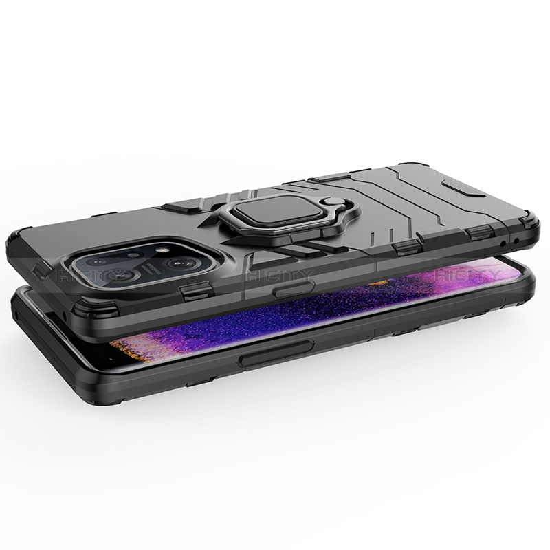 Funda Bumper Silicona y Plastico Mate Carcasa con Magnetico Anillo de dedo Soporte para Oppo Find X5 5G