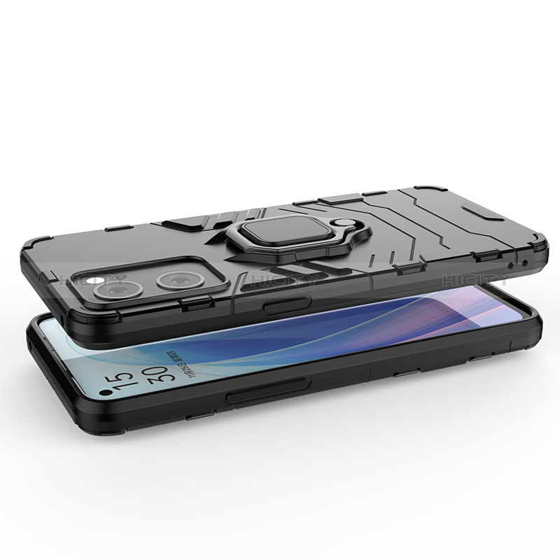 Funda Bumper Silicona y Plastico Mate Carcasa con Magnetico Anillo de dedo Soporte para Oppo Find X5 Lite 5G