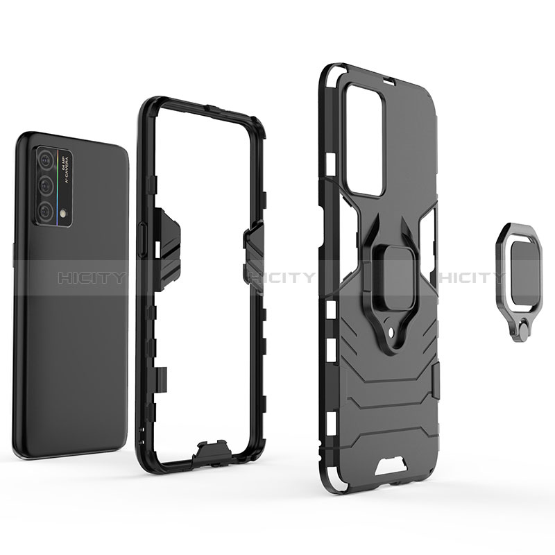 Funda Bumper Silicona y Plastico Mate Carcasa con Magnetico Anillo de dedo Soporte para Oppo K9 5G