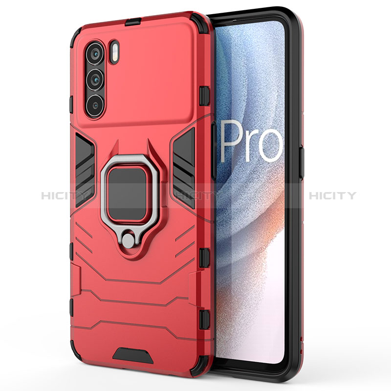 Funda Bumper Silicona y Plastico Mate Carcasa con Magnetico Anillo de dedo Soporte para Oppo K9 Pro 5G