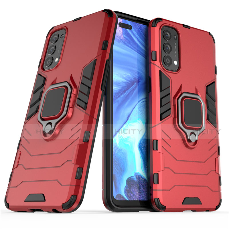 Funda Bumper Silicona y Plastico Mate Carcasa con Magnetico Anillo de dedo Soporte para Oppo Reno4 4G