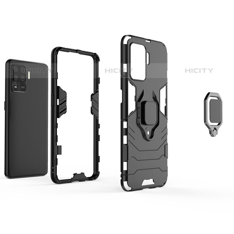 Funda Bumper Silicona y Plastico Mate Carcasa con Magnetico Anillo de dedo Soporte para Oppo Reno5 F