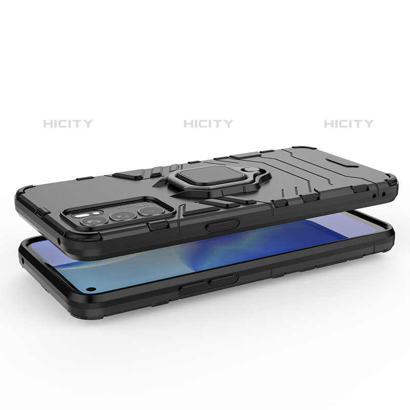 Funda Bumper Silicona y Plastico Mate Carcasa con Magnetico Anillo de dedo Soporte para Oppo Reno6 5G