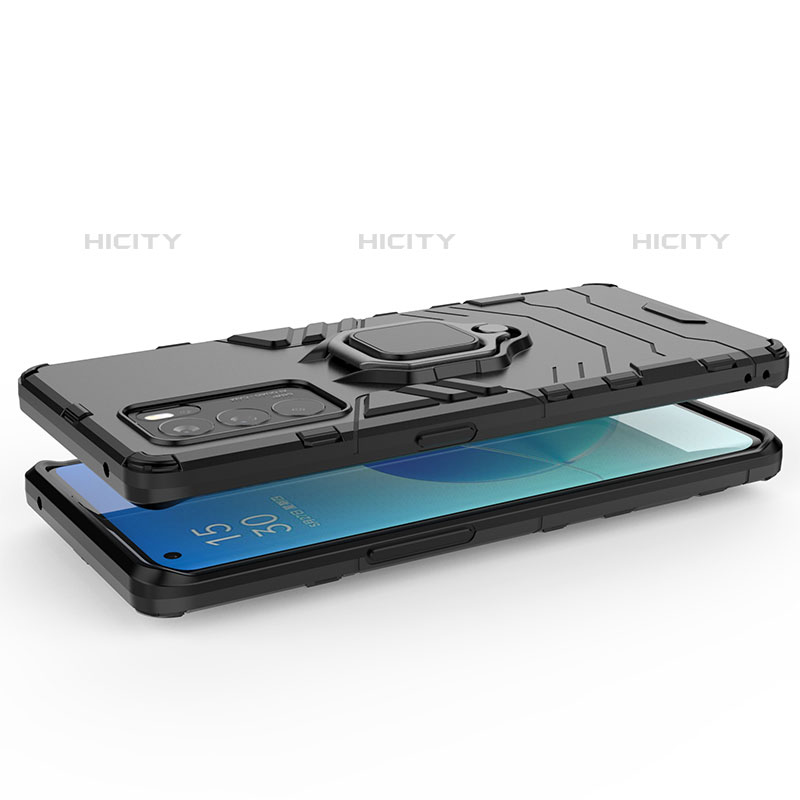 Funda Bumper Silicona y Plastico Mate Carcasa con Magnetico Anillo de dedo Soporte para Oppo Reno6 Pro 5G India