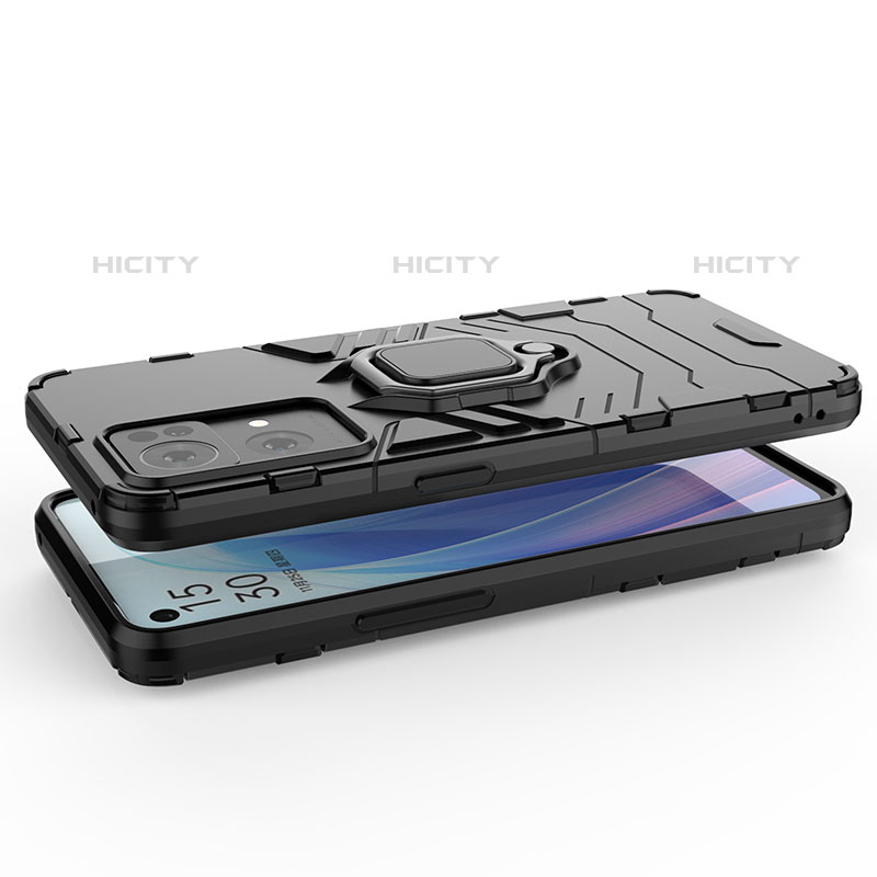 Funda Bumper Silicona y Plastico Mate Carcasa con Magnetico Anillo de dedo Soporte para Oppo Reno7 Pro 5G