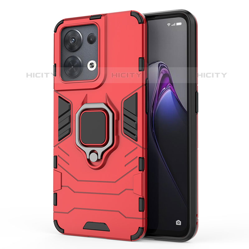 Funda Bumper Silicona y Plastico Mate Carcasa con Magnetico Anillo de dedo Soporte para Oppo Reno8 5G