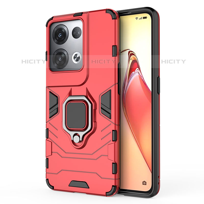 Funda Bumper Silicona y Plastico Mate Carcasa con Magnetico Anillo de dedo Soporte para Oppo Reno8 Pro 5G