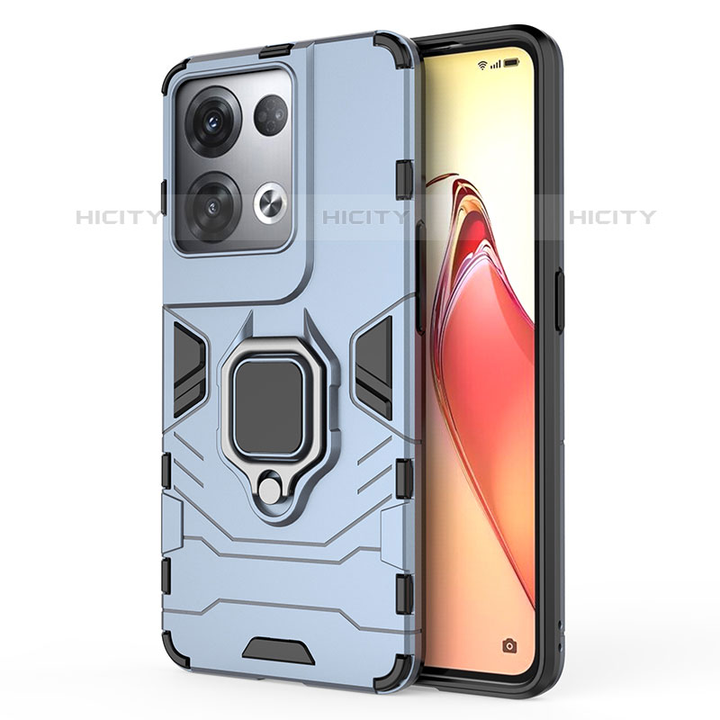 Funda Bumper Silicona y Plastico Mate Carcasa con Magnetico Anillo de dedo Soporte para Oppo Reno8 Pro 5G