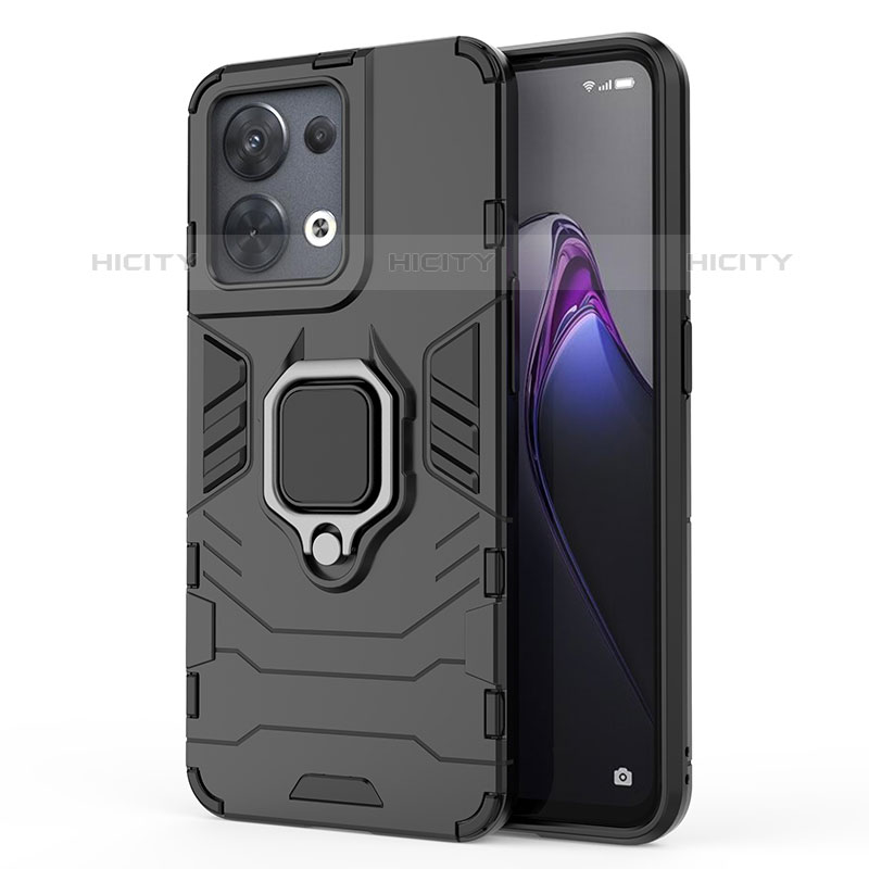 Funda Bumper Silicona y Plastico Mate Carcasa con Magnetico Anillo de dedo Soporte para Oppo Reno9 Pro 5G