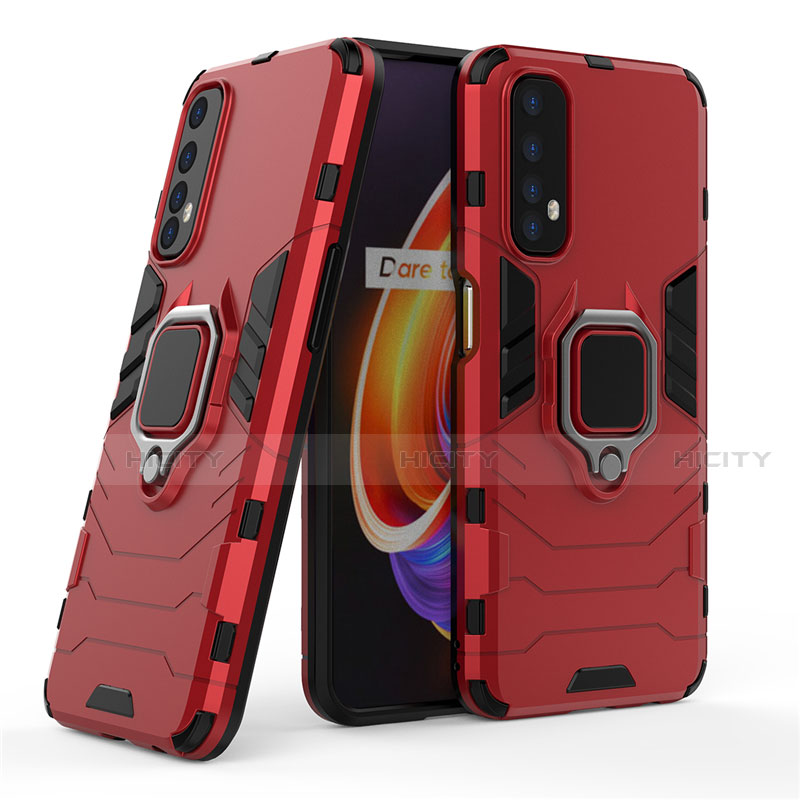 Funda Bumper Silicona y Plastico Mate Carcasa con Magnetico Anillo de dedo Soporte para Realme 7