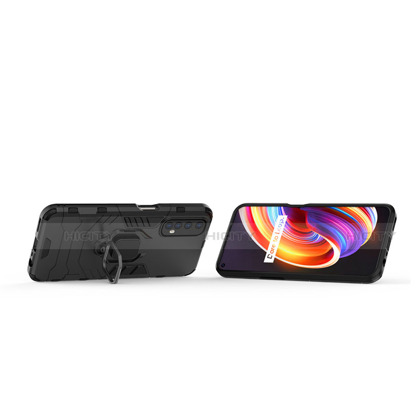 Funda Bumper Silicona y Plastico Mate Carcasa con Magnetico Anillo de dedo Soporte para Realme 7