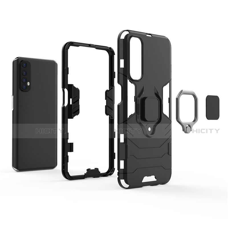 Funda Bumper Silicona y Plastico Mate Carcasa con Magnetico Anillo de dedo Soporte para Realme 7