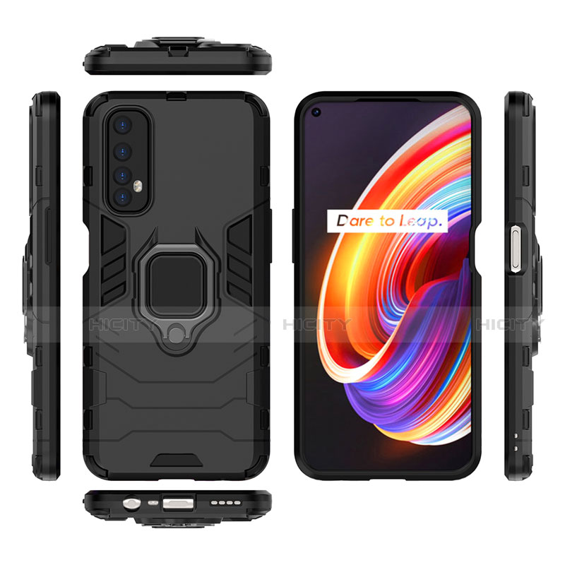 Funda Bumper Silicona y Plastico Mate Carcasa con Magnetico Anillo de dedo Soporte para Realme 7